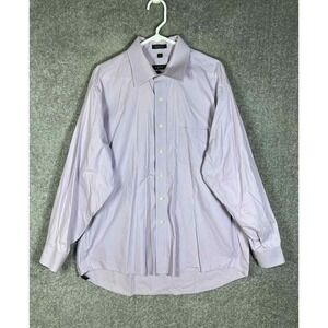 Regis Button Up Dress Shirt Mens Size 17.5 34/35 Purple Long Sleeve Chest Pocket